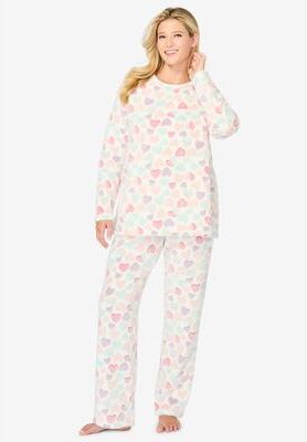 Plus Size Women's 2-Piece Fluffy PJ Set by Avenue Body in Multi Hearts (Size 4X)