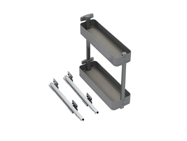 Emuca - Flaschenregal seitlich ausziehbar Harmony mit Soft-Close, Modul 200mm, Höhe 700mm, Stahl und Holz, Anthrazitgrau