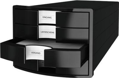 Schubladenbox HAN Impuls 2.0, 4 Schubladen, Format A4, stapelbar, geschlossen, schwarz