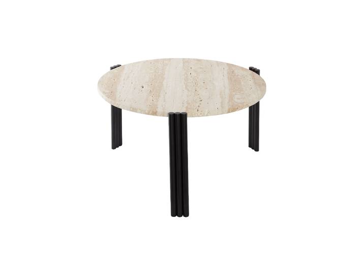 Marmor Design Beistell-/ Couchtisch „Tribus“ Schwarz/Travertin 92.4 x 47.6 cm AYTM