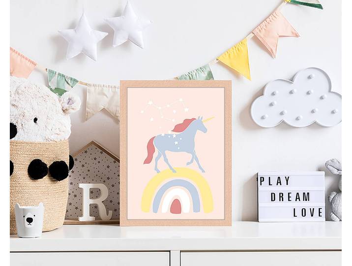 Tableau déco Colorful Unicorn 33 x 43cm Multicolore
