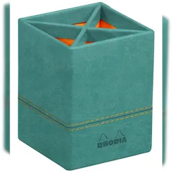 Rhodiarama Stifteköcher aus Kunstleder, 8x8x11cm - Wassergrün 194533C