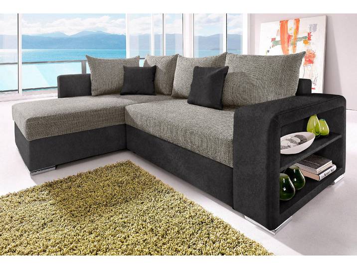 COLLECTION AB John L-Form, B: 226 cm Schlaffunktion, Bettkasten, Regalelement & 2 Zierkissen