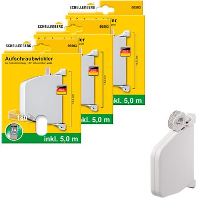 Aufputz-Gurtwickler SCHELLENBERG "Aufschraubwickler für das Rollladensystem Mini", weiß, B:22cm H:15,9cm, Gurtwickler, schwenkbar, mit vormontiertem Rollladengurtband, braun oder weiß