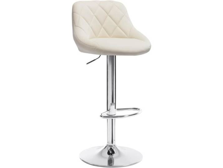 WOLTU Tabouret de Bar en Similicuir Tabouret pour bar-bistro avec repose-pied Siège Hauteur réglable Crème