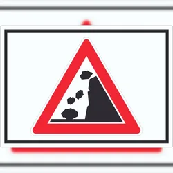 HB-Druck Achtung Steinschlag Symbol Aufkleber A8 (52x74mm)