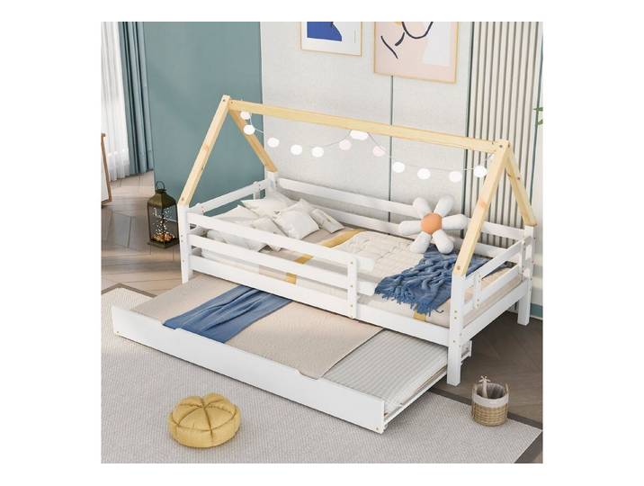 HAUSS SPOLE Kinderbett 90x200 mit matratze Hausbett Bettrahmen Schiebebett Holzbett