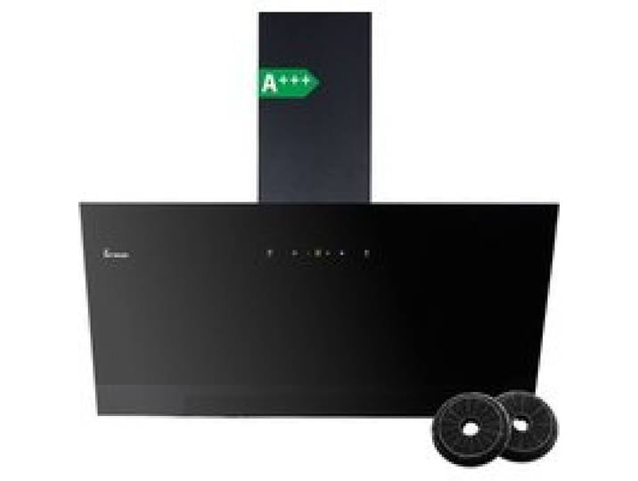 KKT KOLBE Hotte Aspirante 80 cm Recyclage et Évacuation 782 m³/h Hotte Murale Inclinée Noire Verre Commande Gestuelle