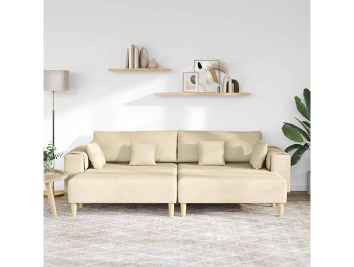 KTHLBRH Sofa mit Kissen, 3 Stück, cremefarbener Stoff Klare Linien, minimalistisches Design, perfekt für Wohnzimmer, moderner Stil