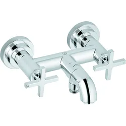 KLUDI NOVA FONTE CLASSIC Wannenfüll- und Brausearmatur,  Wandmontage, Kreuzgriffe, chrom, 205400520