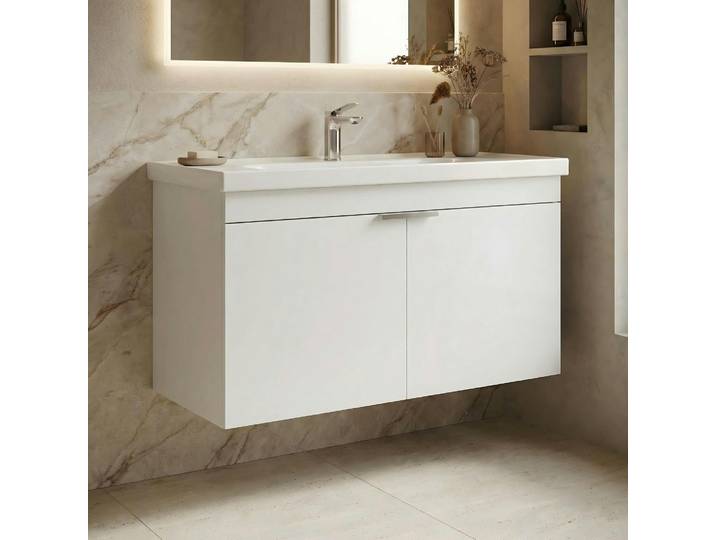 Meuble vasque suspendu 100 cm NEA - Blanc