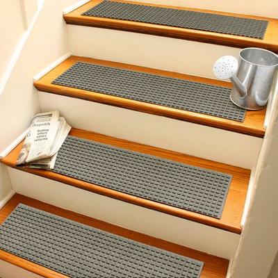 Bungalow Dba Matterly Squares Stair Treads Set of Four, Set of Four, Gray