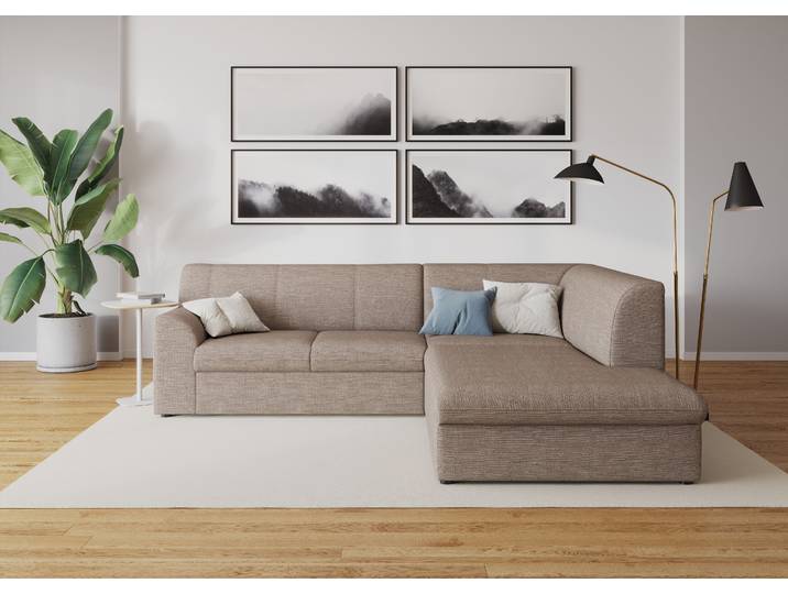 DOMO collection Topper zeitlos elegant, kompakte StellmasseL-Form mit Ottomane, wahlweise mit Schlaffunktion