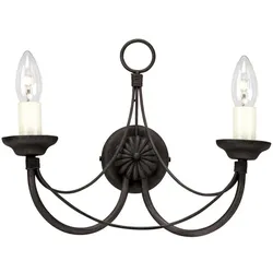 Wandlampe Leuchte Stahl Schwarz H 27 cm 2 Flammig Flurleuchte Kerzenleuchte