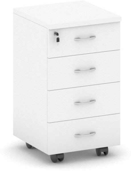B2B Partner Schreibtischcontainer, Rollcontainer MIRELLI, 4 Schubladen, weiß