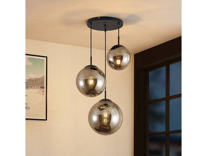 Teeja 3 Cluster Hanglamp Smoke - Lindby - Woonkamer - Vintage / Retro - Glas - Meerdere lampen