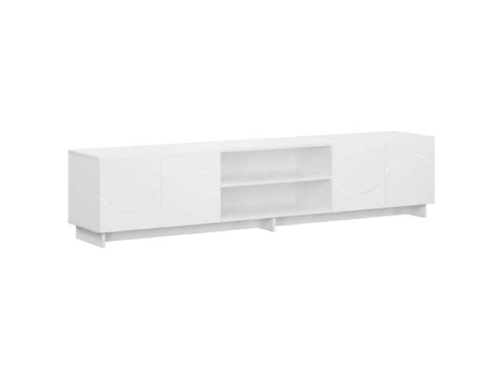 Favemtsl TV-Board 180x34,5x40 cm Lowboard Weiß mit 4 Türen Großzügige Fächer für Media-Player im Wohnzimmer, pflegeleichte matte Oberflächen und verlässliche Stabilität.