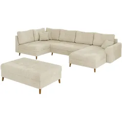 WOHNLANDSCHAFT inkl. Hocker Sigurd Beige Chenille