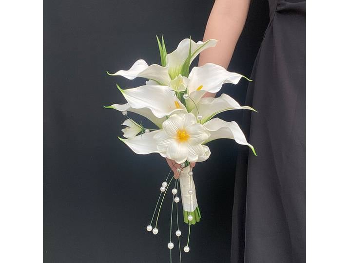 Bouquet de perles de tulipe de lys calla, haute imitation, niche, texture élégante, certificat de mariage chinois, bouquet de fiançailles