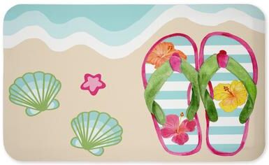 "Stupell Flip Flops on Beach Shore Printed Anti-Fatigue Floor Mat, design by Audrey Jeanne Roberts, 30""x18"""