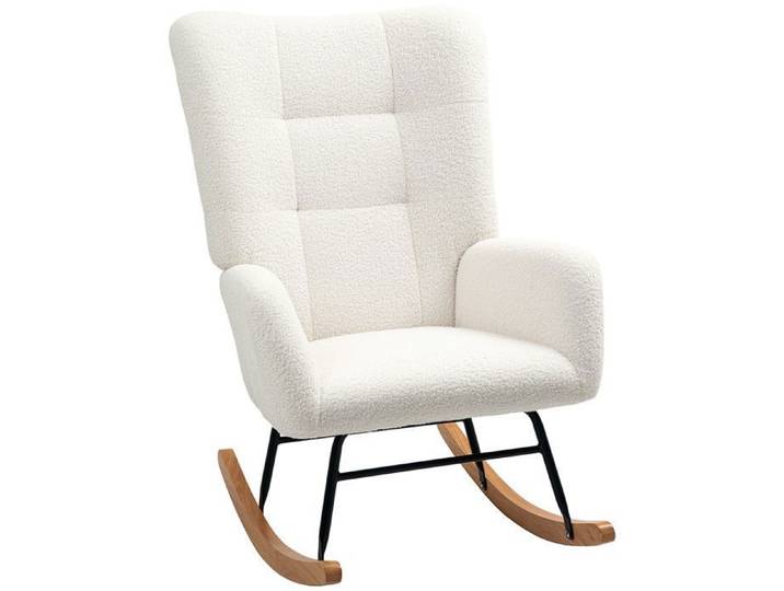 Fauteuil bascule - Blanc - 70x94x100 cm - Design contemporain - Relaxation - 1 place