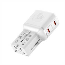 VALUE USB Reise-Charger mit Euro-Flach-/UK-/US-Stecker , 2x USB-C-Anschlüsse, 45 W 19.99.1114