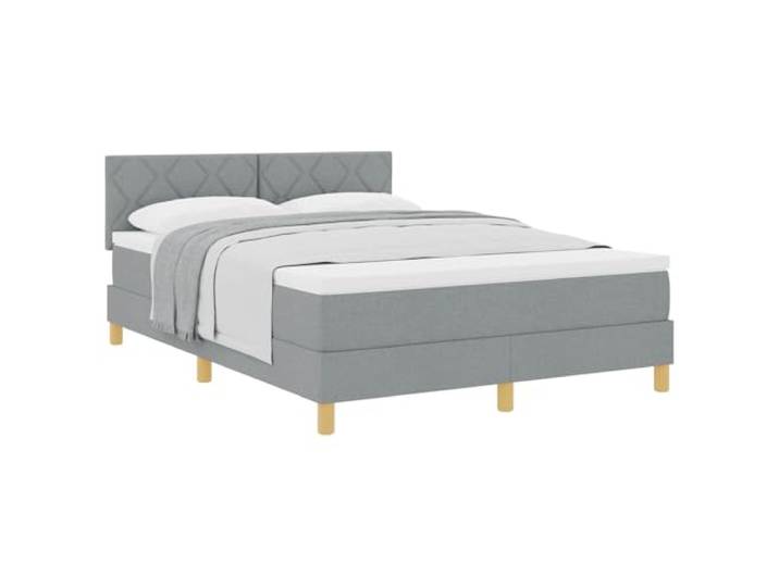 KKgypkn Boxspringbett Hellgrau 160 x 200 cm mit Kissen, modernes Boxspringbett für Schlafzimmer, Schaumstoffmatratze mit Taschenfederkern, verstellbares Kopfteil, robuste Beine,
