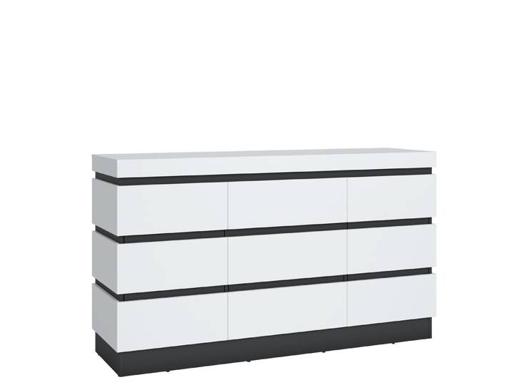 freiraum Kommode CAMPANIA, 3 Türen, 1 Schub, Alpinweiß / Anthrazit - 161x93x45cm (BxHxT)