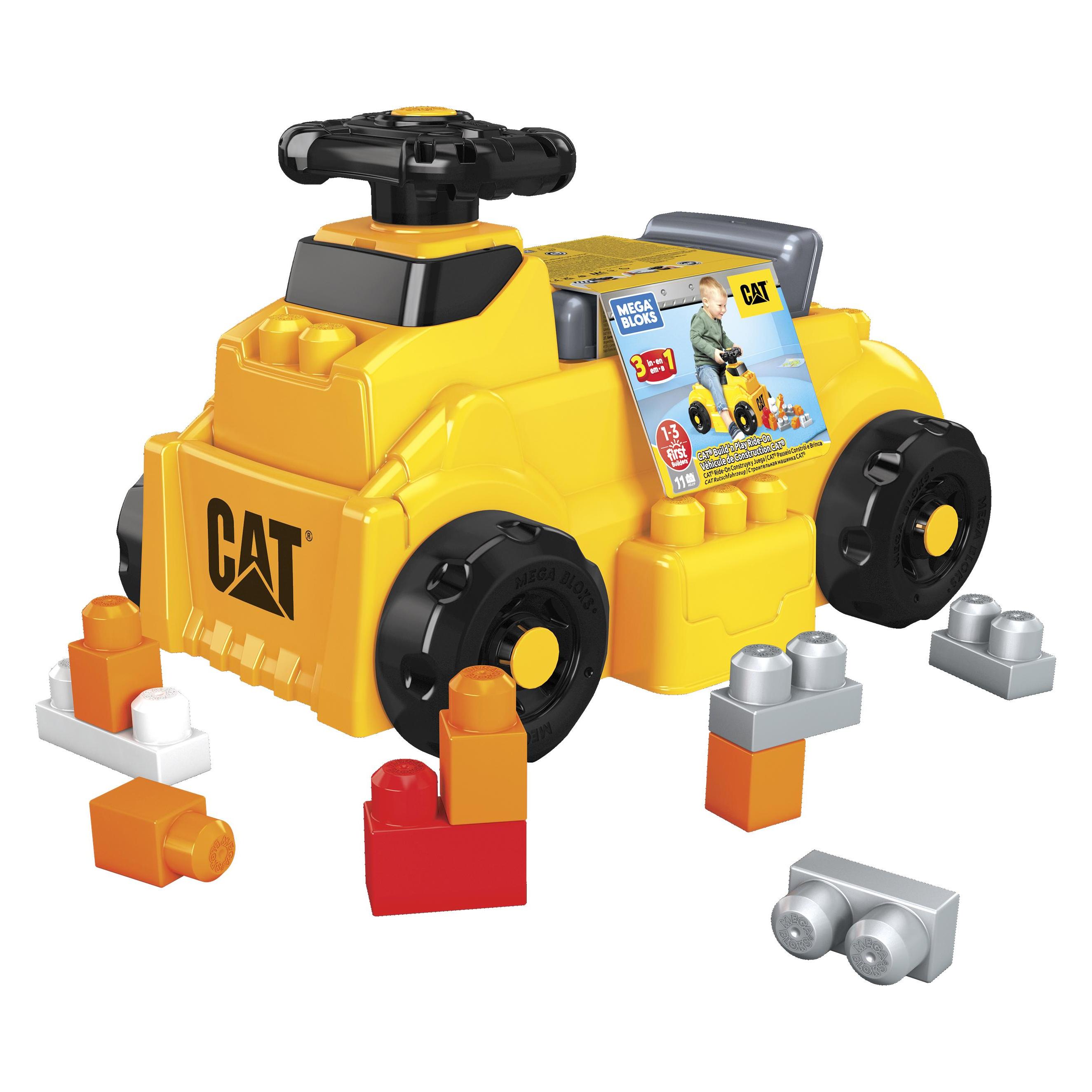 Mega Bloks CAT Build n Play Rutschauto mit Blöcken (HDJ29)