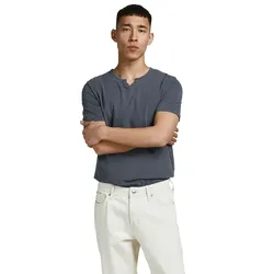 Jack & Jones T-Shirt Split mit Neck in Navy Blue-XL