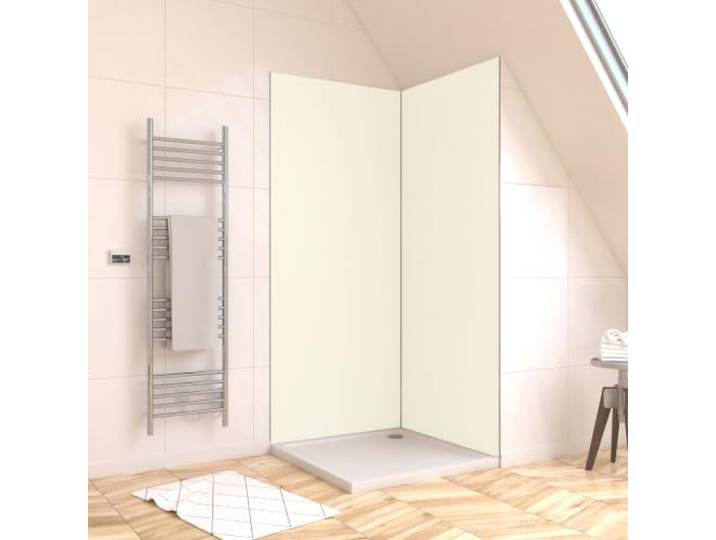 Marwell Urbanox Wandpaneel - fugenlose Aluverbundplatte als Duschrückwand & Küchenrückwand (Ivory, 90 x 210 cm ohne Profil)