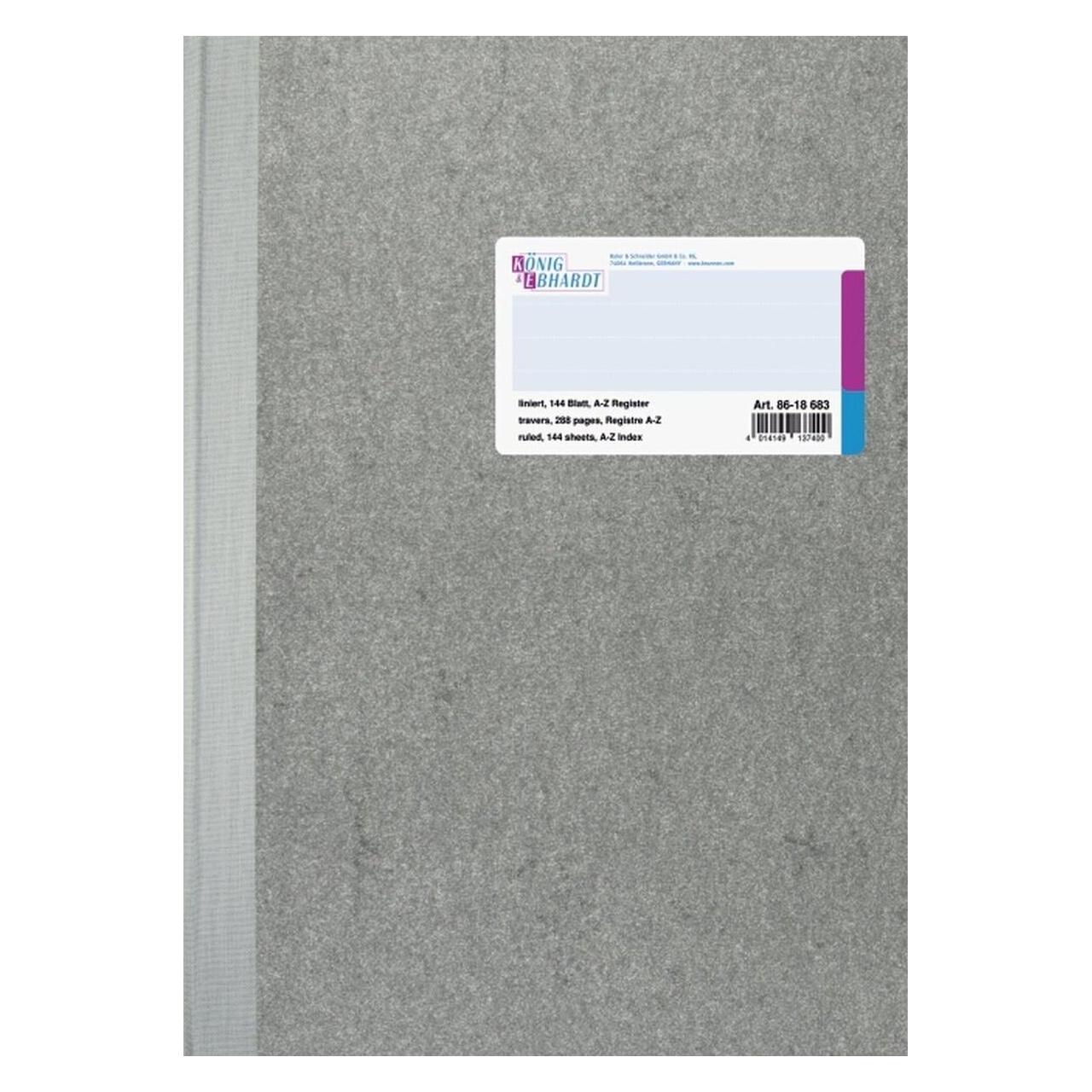König & Ebhardt Geschäftsbuch A4 liniert 144 Blatt Register A-Z Deckenband grau (A4, Liniert, Harter Einband) (8618683)
