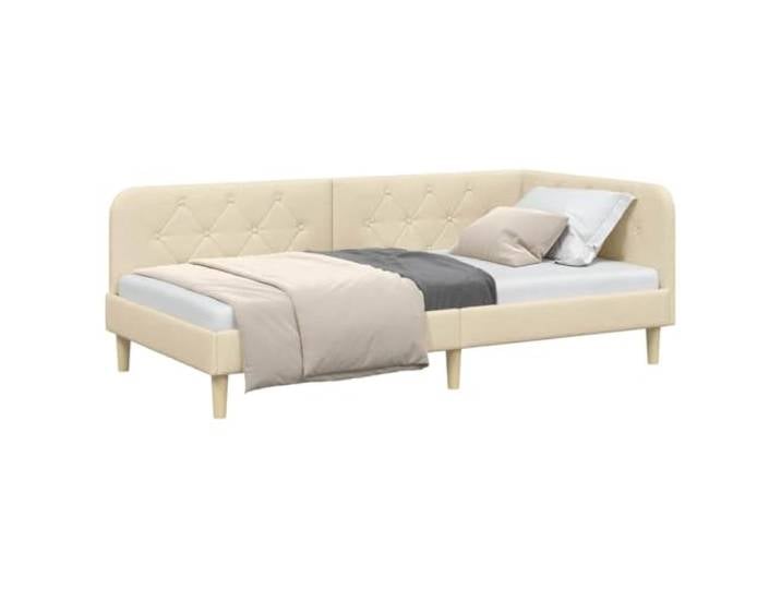 KTHLBRH Eckbett Creme 90 x 200 cm Stoff Wendbare Armlehnen, platzsparend, Bezug aus Polyester, modernes Design