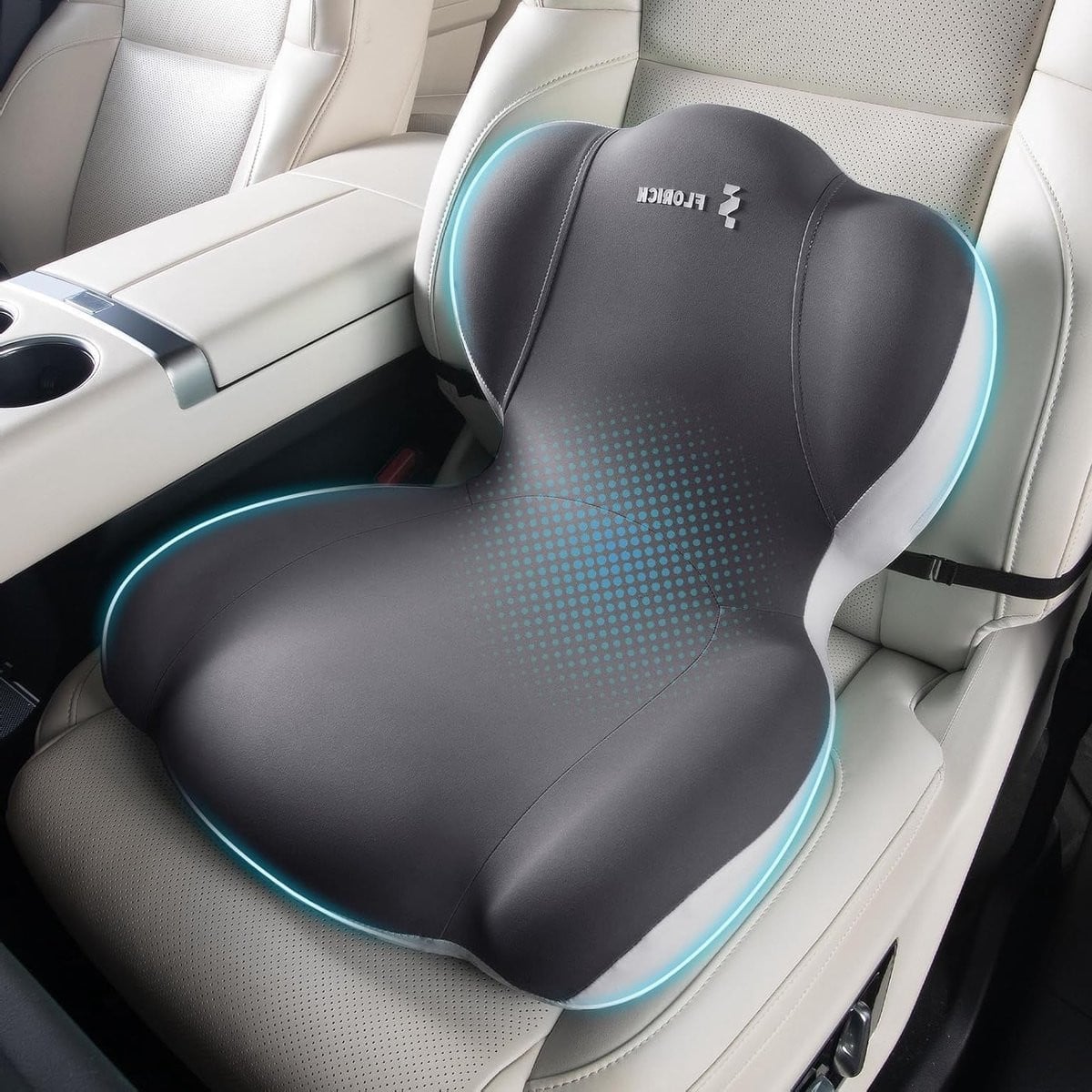 Ergonomisch autozitkussen met lendensteun van traagschuim voor bureaustoelen, grijs