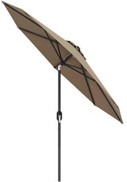 Costway 9 ft Outdoor Market Patio Table Umbrella Push Button Tilt Crank Lift-Tan