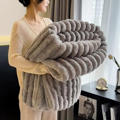 Inspired Finds CozyStripes Thickened Multifunctional Throw Blanket middle Grey 47.24x78.74in (about 1.76 Lbs)