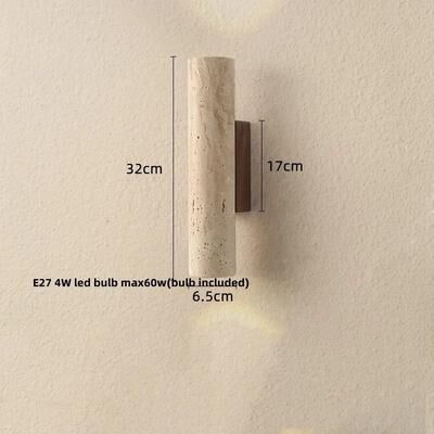 Uplifted Goods Nordic Architectural Travertine And Wood Luminary System w o Switch A