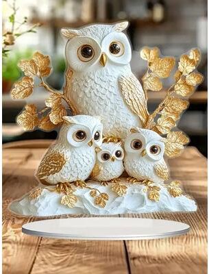 Uplifted Finds Owl Family Ornament Anime Themed Collectible Home And Office Decoration c