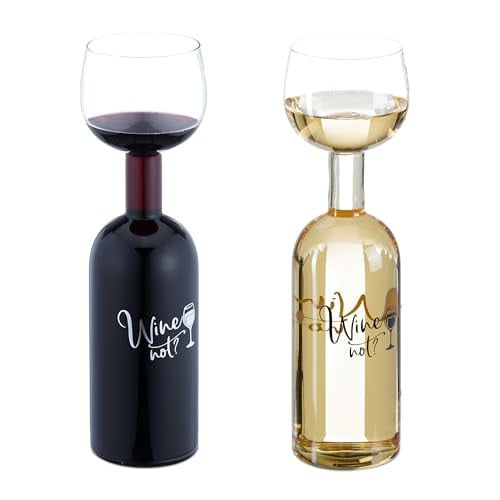 Relaxdays Wijnfles en wijnglas set, transparant, 750 ml