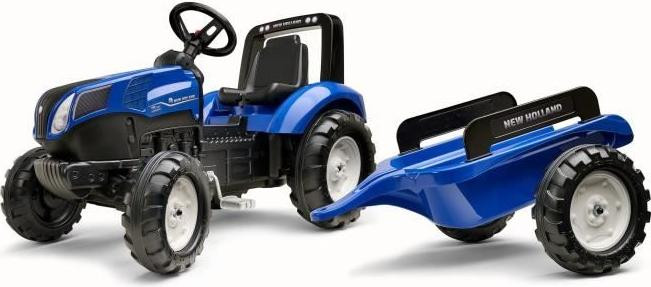 Falk New Holland tractor met stuur en aanhanger voor kinderen vanaf 3 jaar