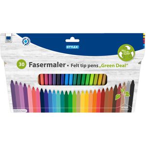 Stylex Filzstifte Felt tip pens Green Deal, Strichbreite 2mm, im Etui, 30 Stück