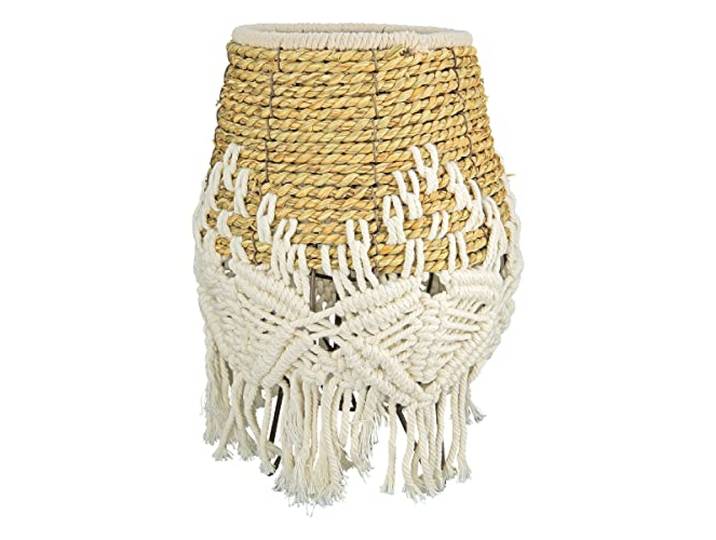 Casablanca modern design decoratieve windlicht op voet - natuurlijke kleuren met glazen inzetstuk - hoogte 33 cm