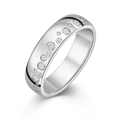 Fingerring FIRETTI "Schmuck Geschenk Silber 925 Damenring Ring Sternenhimmel" Gr. 58, silber (silberfarben, kristallweiß), Fingerringe, Damen, 58, Silber 925 (Sterlingsilber), 5,45mm, Fingerring, mit Zirkonia (synth.)