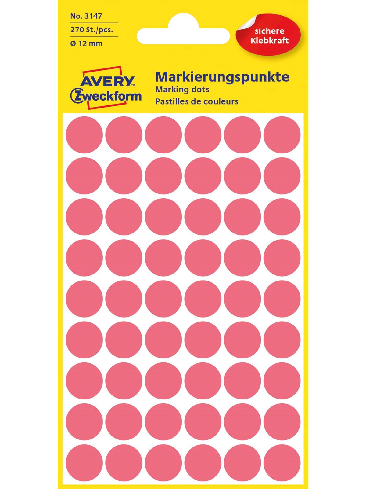 Avery Colour coding dots permanent neon red