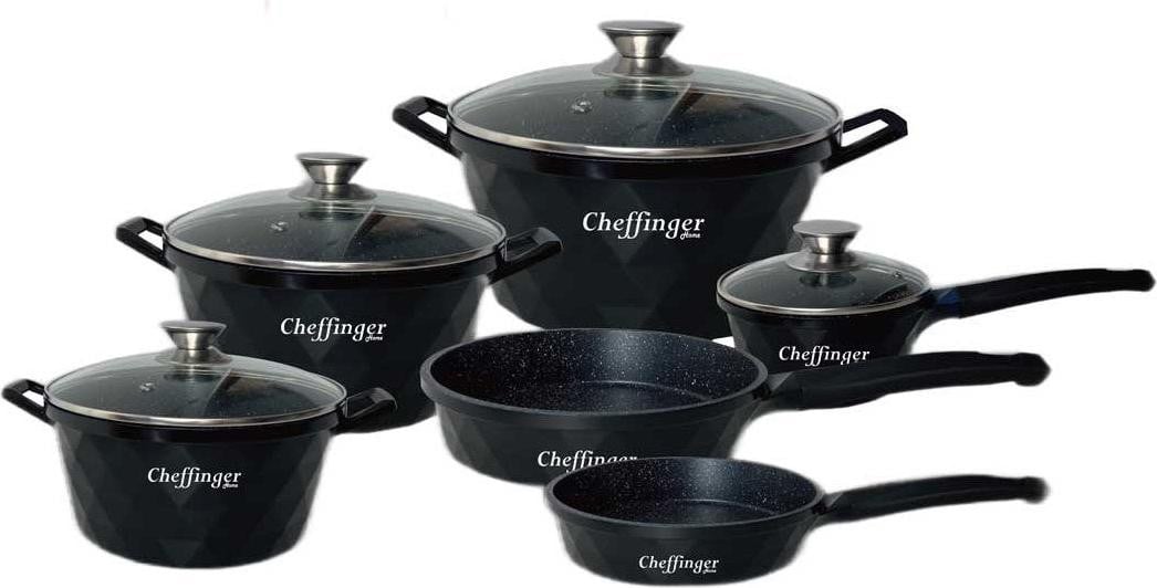 Cheffinger 10-delige pannenset - zwart