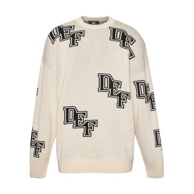 Rundhalspullover DEF "DEF Herren DEF Knit Crewneck", Herren, Gr. XXL, schwarz, 50% Polyacryl, 50% Baumwolle, mehrfarbig, relaxed fit, Rundhals, Pullover Rundhalspullover
