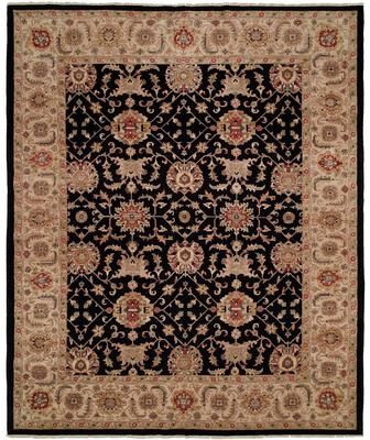 KALATY Bashir Black/Ivory Hand-knotted Area Rug