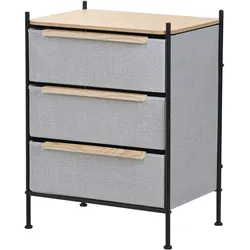 KOMMODE mit 3 Schubladen aus Stoff 58x78x42,5 cm Grau