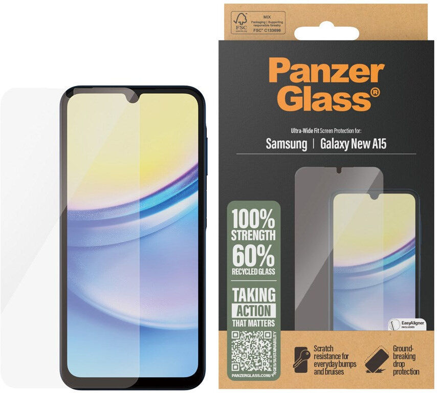 Samsung Galaxy A16 PanzerGlass Ultra Wide Fit Beskyttelsesglas - Platinum Strength - Gennemsigtig