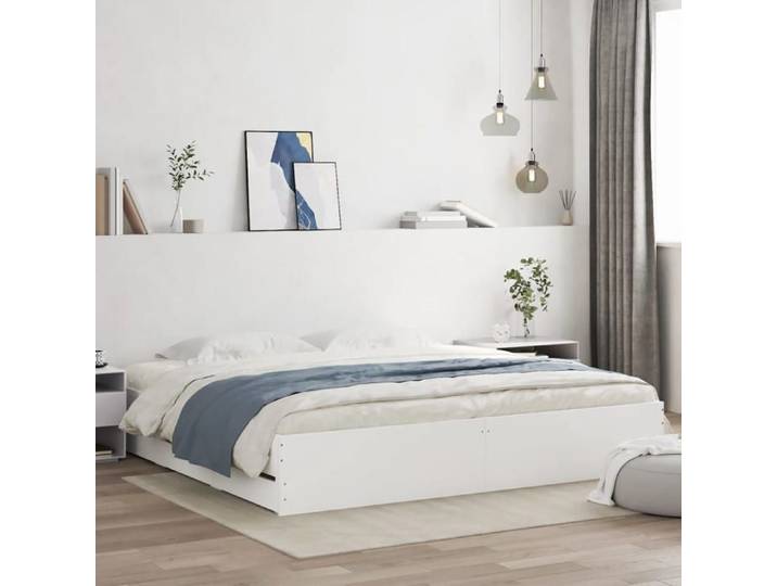 CHIC Lit adulte 2 places - 160x200 cm Structure/Cadre de lit et tiroirs blanc 160x200 cm #Sara35183